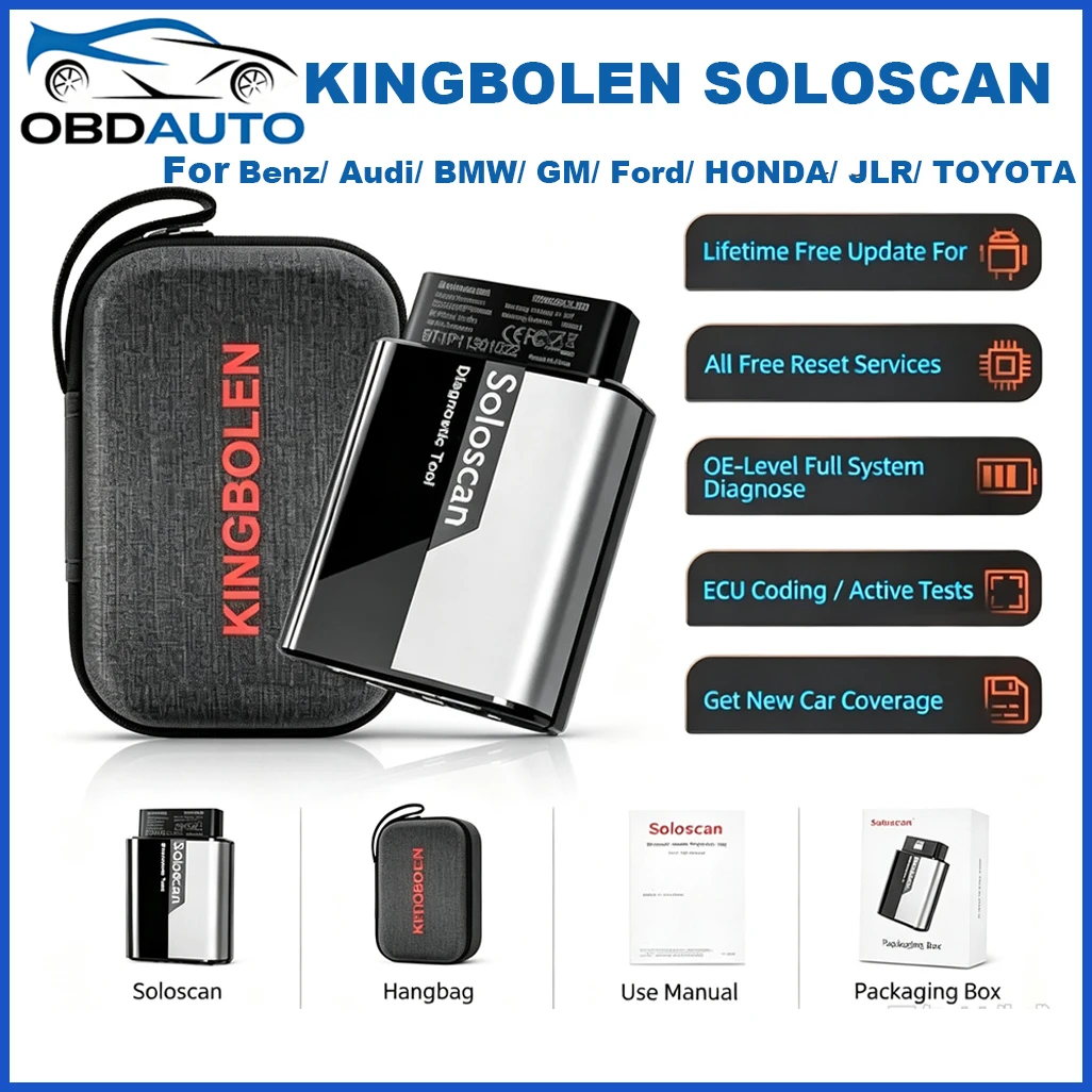 KINGBOLEN Soloscan All System Car Diagnostic Tools OBD Scanner OBD2 ECU Coding for Benz/for Audi/BMW/GM/Ford/HONDA/TOYOTA/JLR
