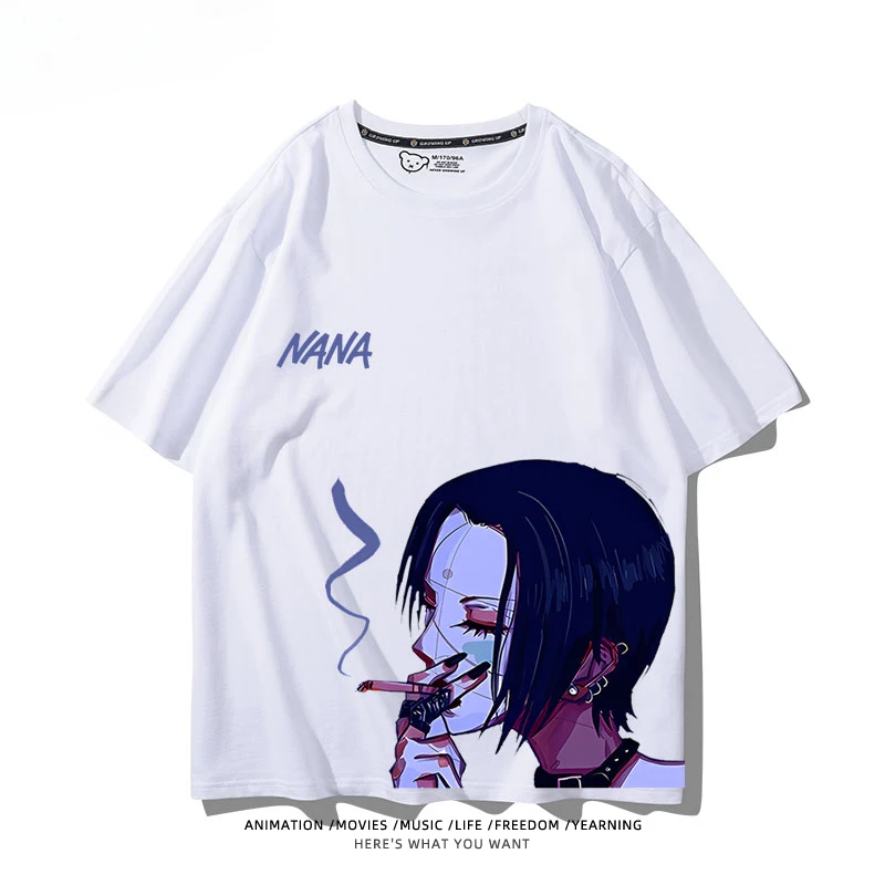 

Black Stones Oosaki Nana Personalized Graphic T-Shirt Summer Men's 100% Cotton T-Shirt Casual Trend Loose Street Men's T-Shirt