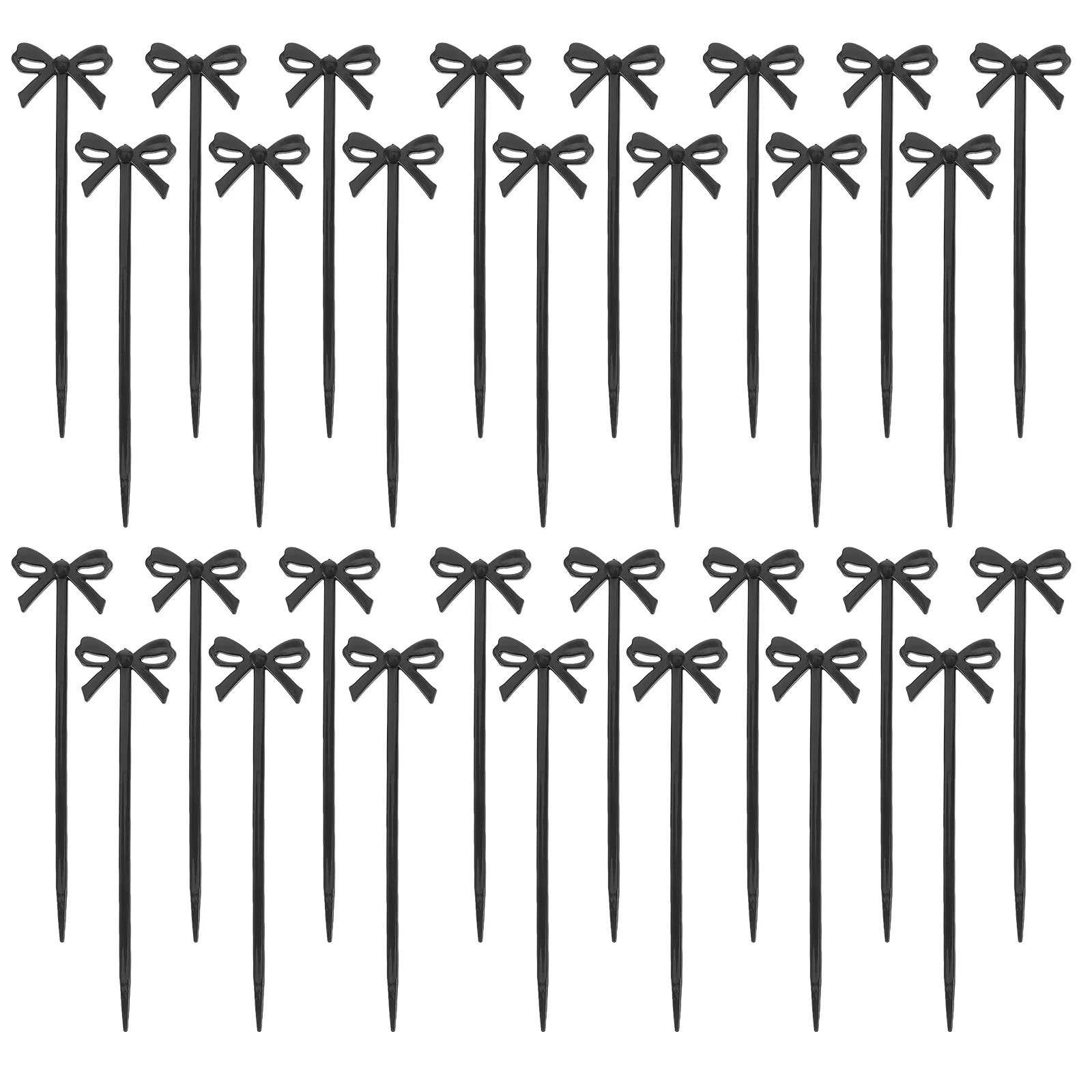 

30 Pcs Girl Fruit Fork Child Drinks Black Bow Cupcake Toppers Plastic Martini Picks