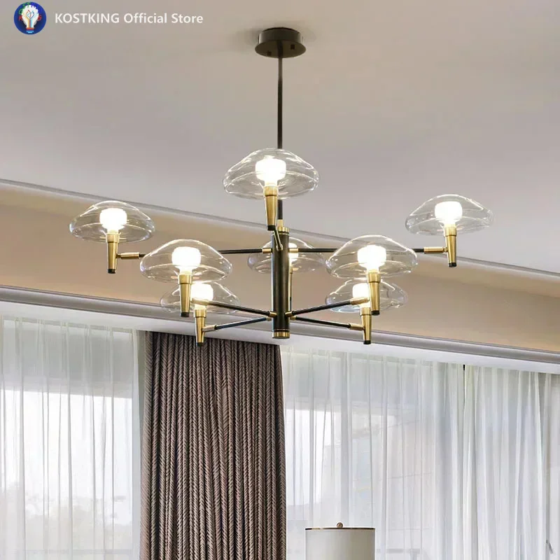 Creative  Modern Post Jellyfish Chandelier Nordic Simple Living Room Dining Room Bedroom Lamp Theme Hotel Glass Iron Chandelier