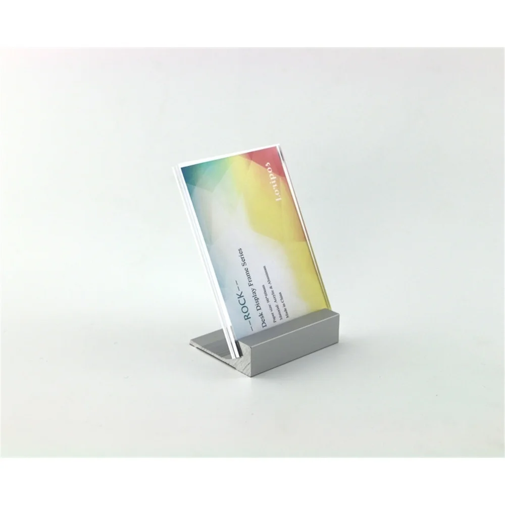 30 Pcs 90*60mm Label Holder Aluminium Metal Tabletop Desktop Display Rack Acrylic Sign List Holder Showing Stand Label Frame