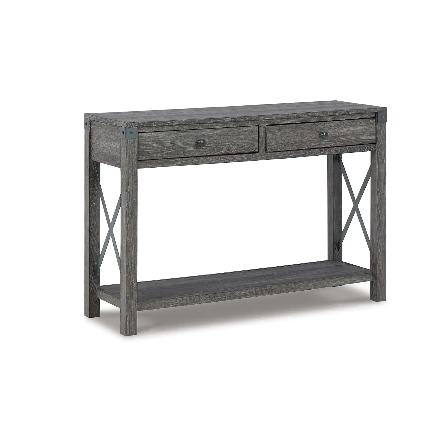 Rustic Farmhouse Console Sofa Table, Gray | Modern farmhouse style, 2 smooth-gliding drawers, 14 in depth,, Customized