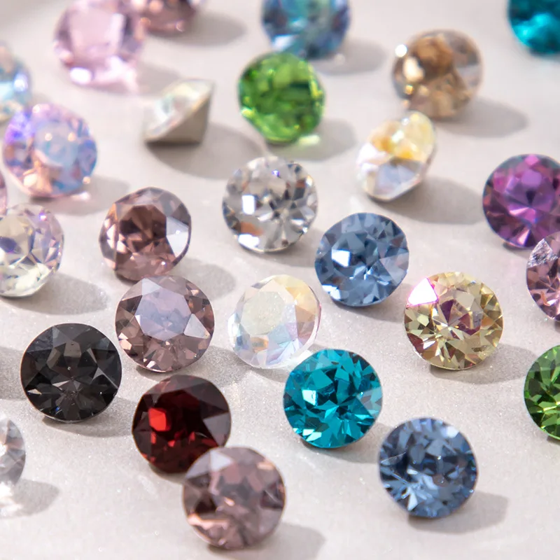 AAA 4/6/8mm 50Pcs Glitter Rhinestones Bedazzling Kit Round Pointed Back K9 Rhinestones Crystals Nail Art Diamonds Manicure Decor