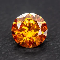 Moissanite ronde de couleur orange VVl's, diamant réussi, pierre précieuse testée, pierre At, bijoux exécutifs, vente en gros avec GRA