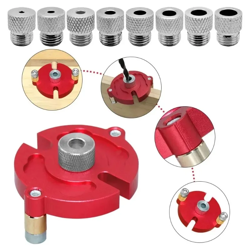 

W/3-10mm Metal Bushing Aluminum Self-Centering Vertical Hole Jig Drill Guide Locator for WoodworkingFast-splicing Dowel Jig Kit