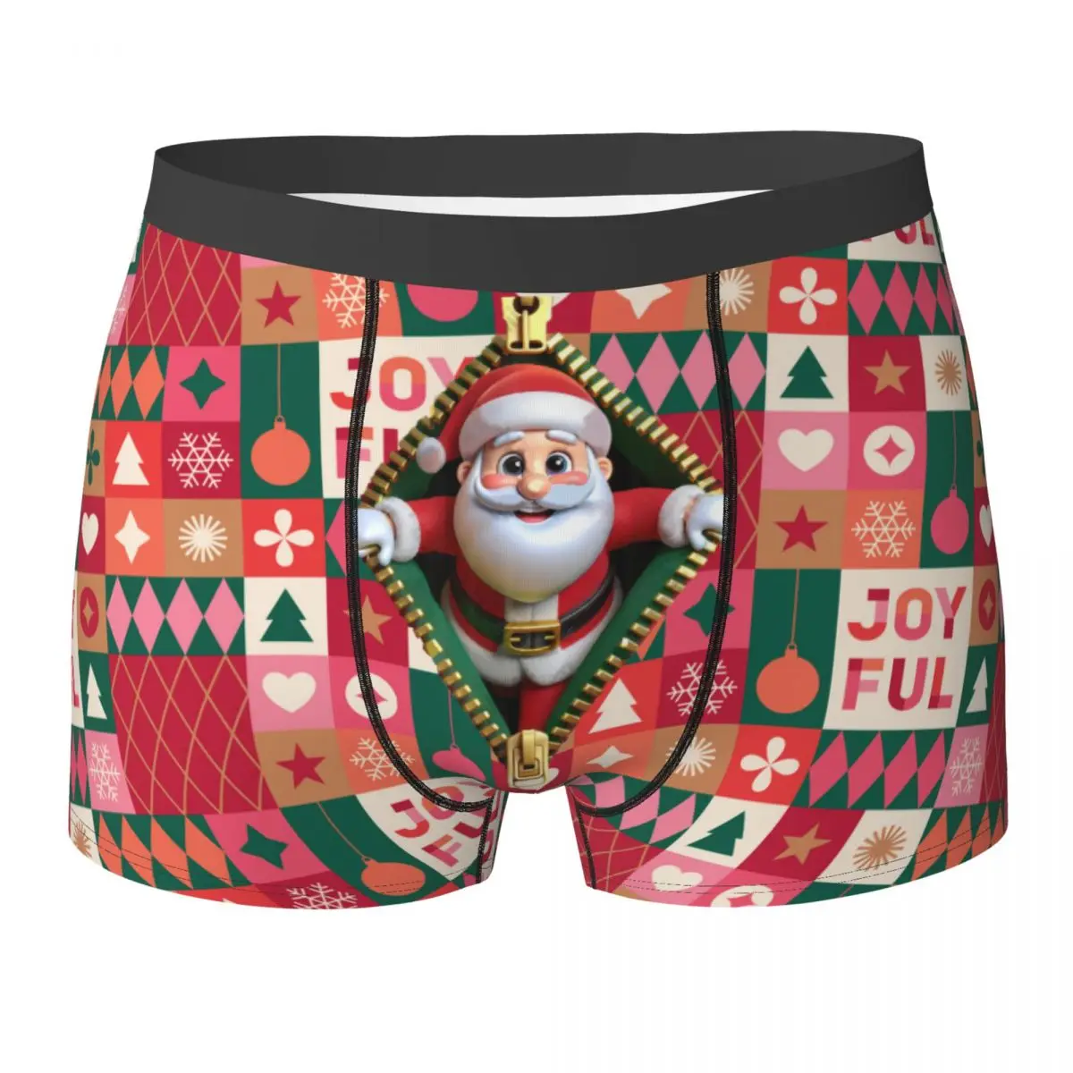 Christmas New Year Santa Claus Men\'s Underwear Boxer Shorts Panties Funny Breathable Underpants for Male S-XXL