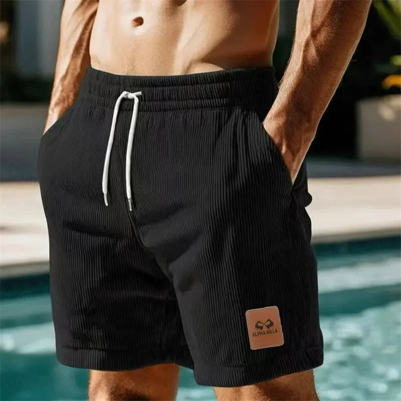 

NEW Summer Corduroy Sports Shorts Men Comfortable Elastic Beach Pants Male Breathable Sweatpants Men Loose Jogger Casual Shorts