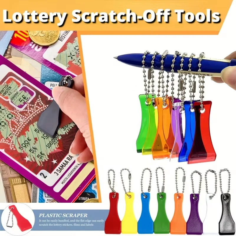 1/3/8pcs 7 Color Lottery Scraper Keychain Transparent Plastic Scratch Tool for Lottery TicketsXXZZ