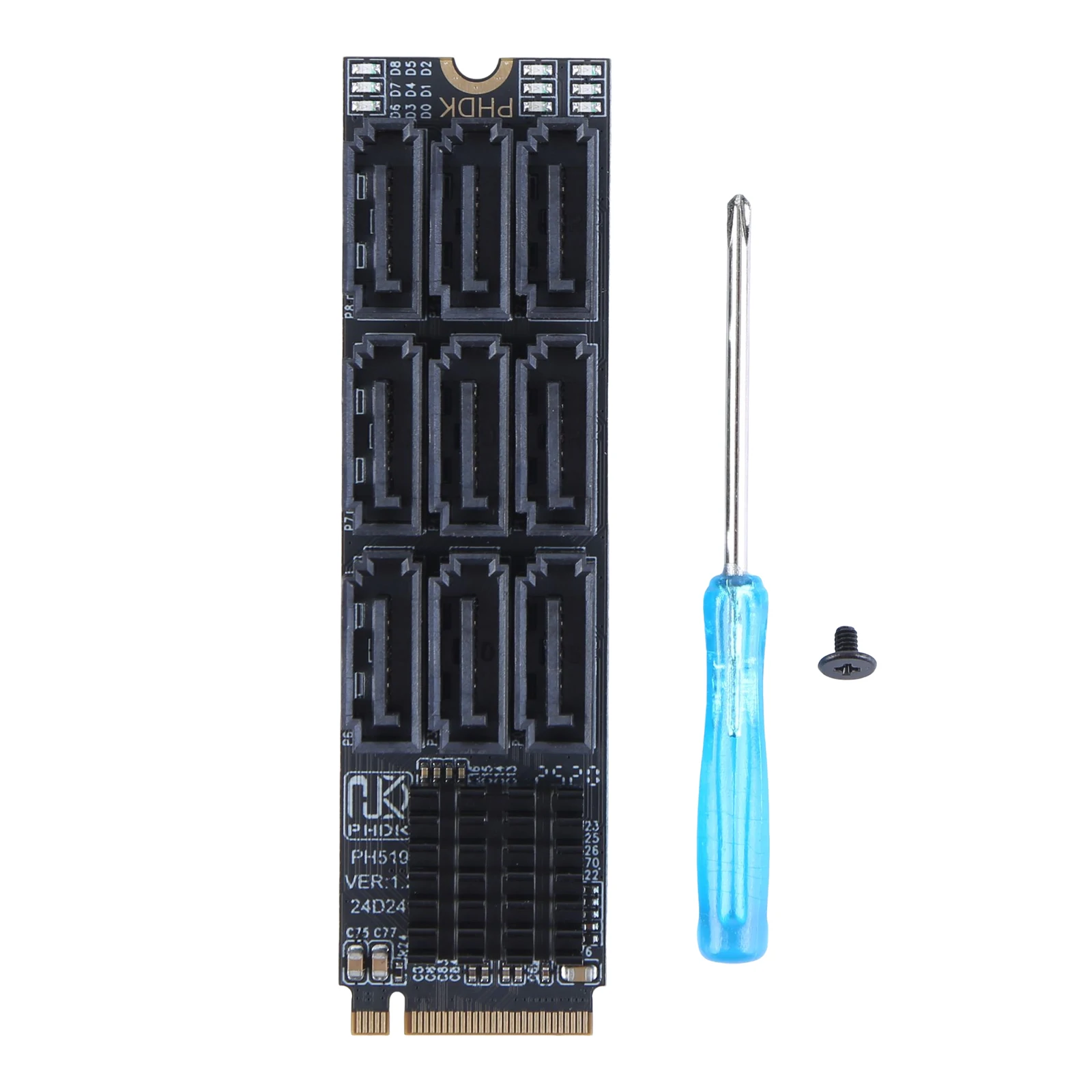 M.2 M KEY Nvme To 9 Ports SATA 3.0 Adapter 6Gbps M.2 NVME To SATA 3.0 Converter Expansion Card for Desktop PC