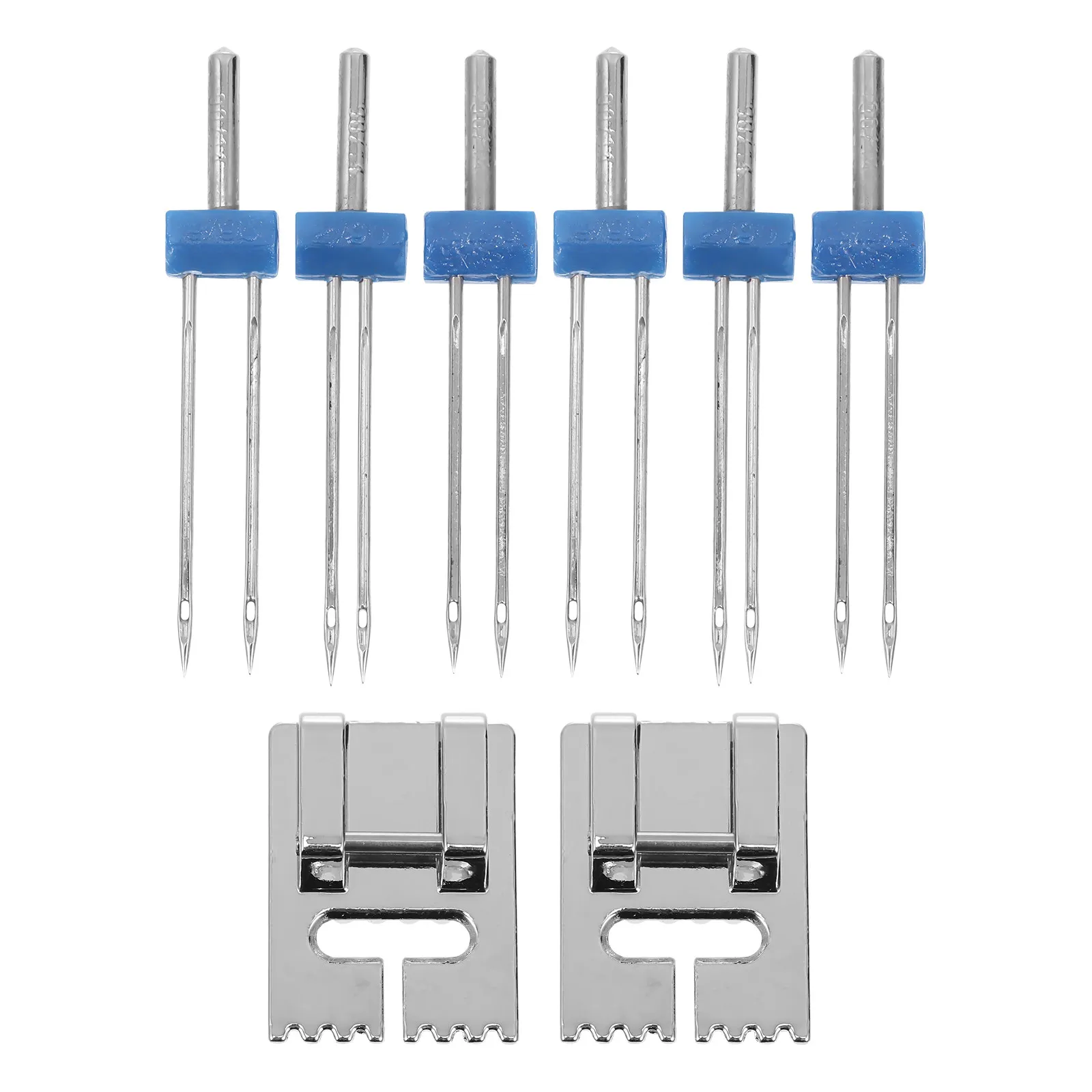 

2 комплекта двойных игл для швейных машин, наборы прижимных паттеров для плиссировки, двойные иглы из нержавеющей стали, портативные швейные инструменты, эффективные иглы