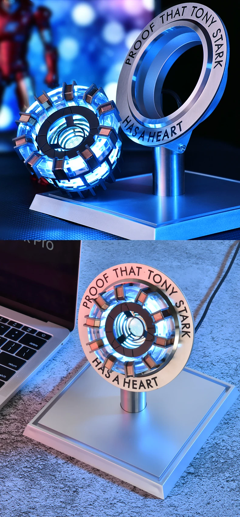 Cosplay Arc Reactor Herzförmige LED-Licht-Brustlampe MK1, MK2 als Geschenk für die Dekoration des Spielzimmers oder des Schreibtisches – Detail 7