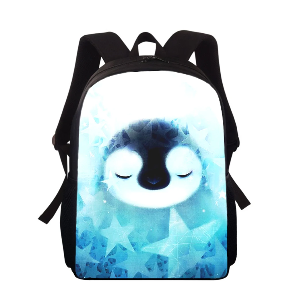 Kawaii Cartoon Penguin Printing School Bags for Teenagers Boys Girls Bookbag Kids School 16 Inch Backpacks Student Campus Bags