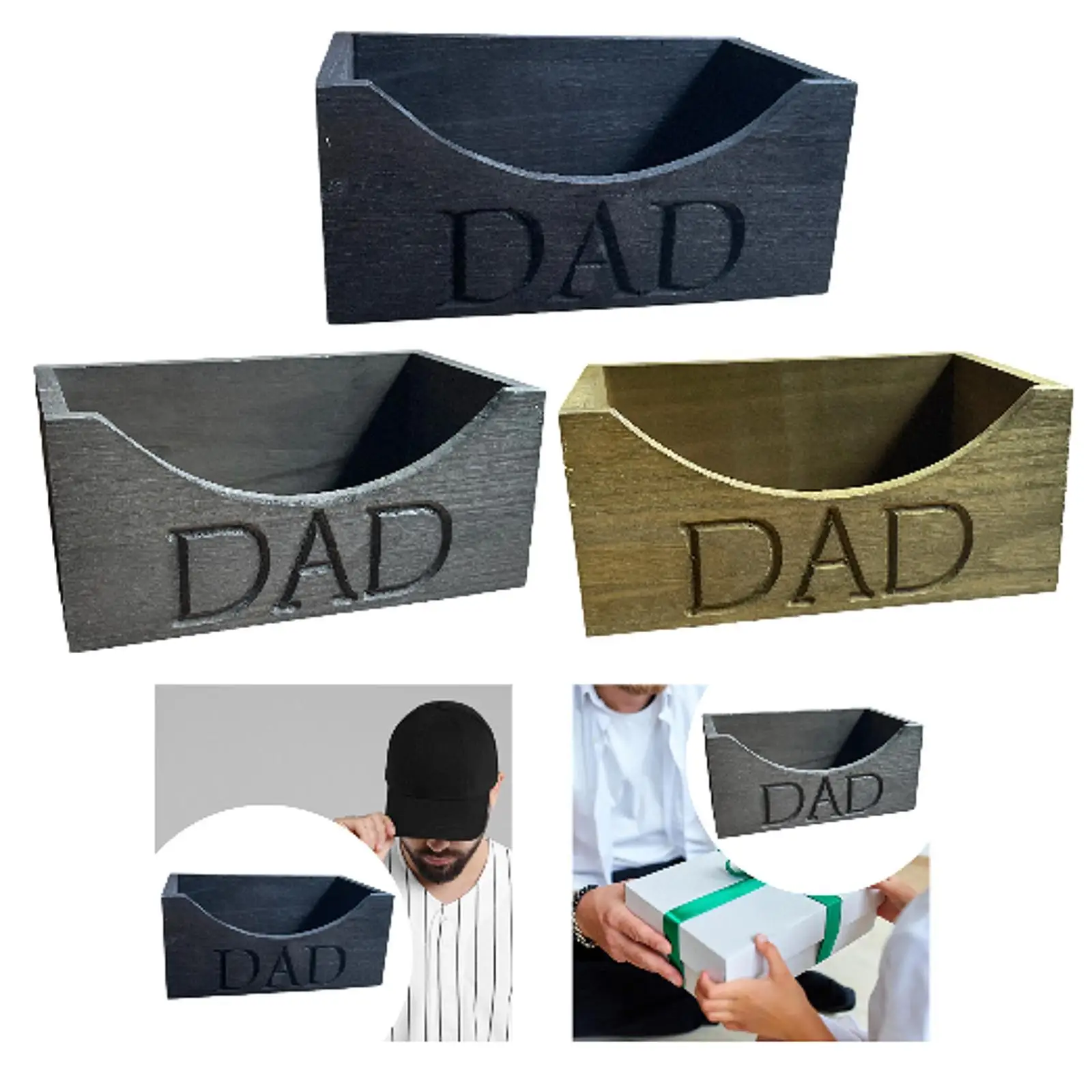 

Wooden Dad Hat Holder Box Hat Storage Rack Decor from Wife Cap Organizer Father's Day Gift for Husband Boyfriend Dad Papa Daddy