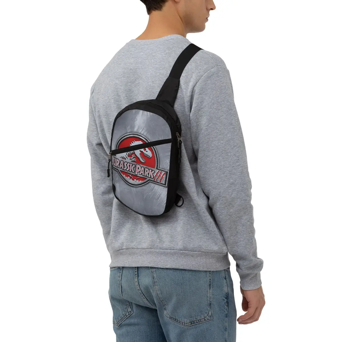 Gepersonaliseerde Jurassic Parken Sling Tassen Mannen Cool Dinosaurus Wereld Schouder Crossbody Borst Rugzak Fietsen Camping Dagrugzak