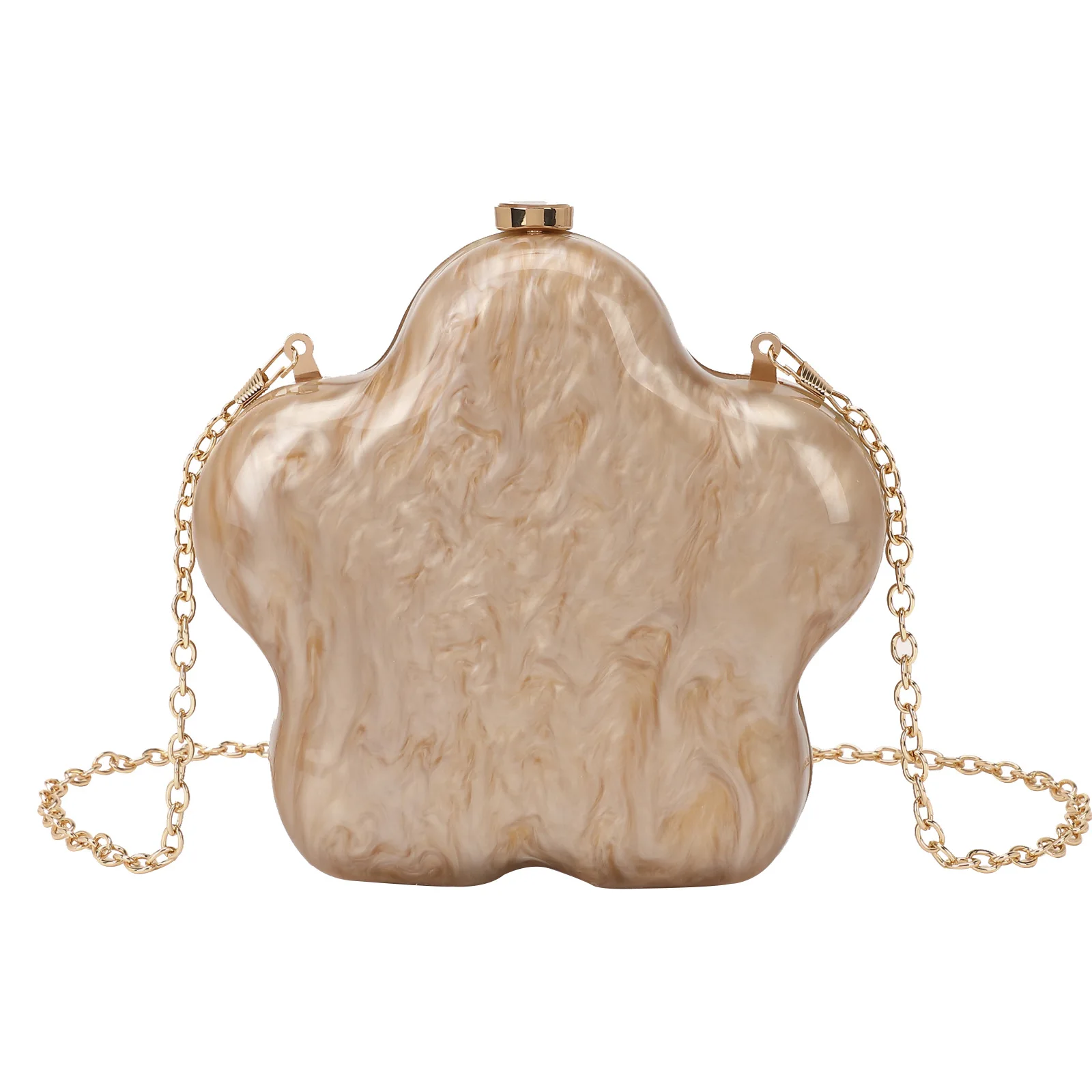 

New Fashionable Star Evening Bag Retro Style Mini Clutch Acrylic Handbag for Women with Chain for Crossbody Wear