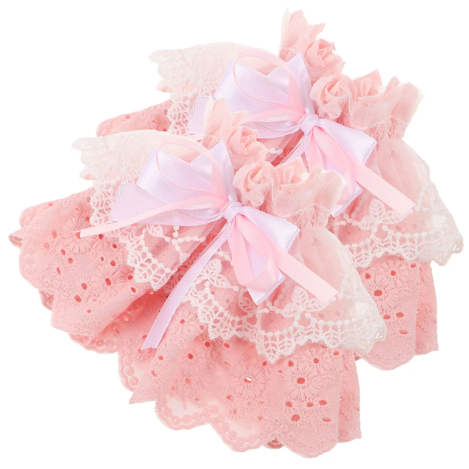 1-ペアピンクロリータレース手首カフス通気性ソフトレース手首スリーブフェイクアームカフアクセサリーかわいいコスチュームパーティードレスブライダル