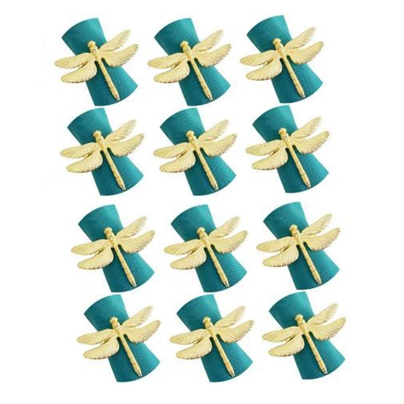 Dragonfly Napkin Rings,Zinc Alloy Napkin Buckle Gold Napkin Ring for Hotel Wedding Holiday Table Dinner Party Decoration