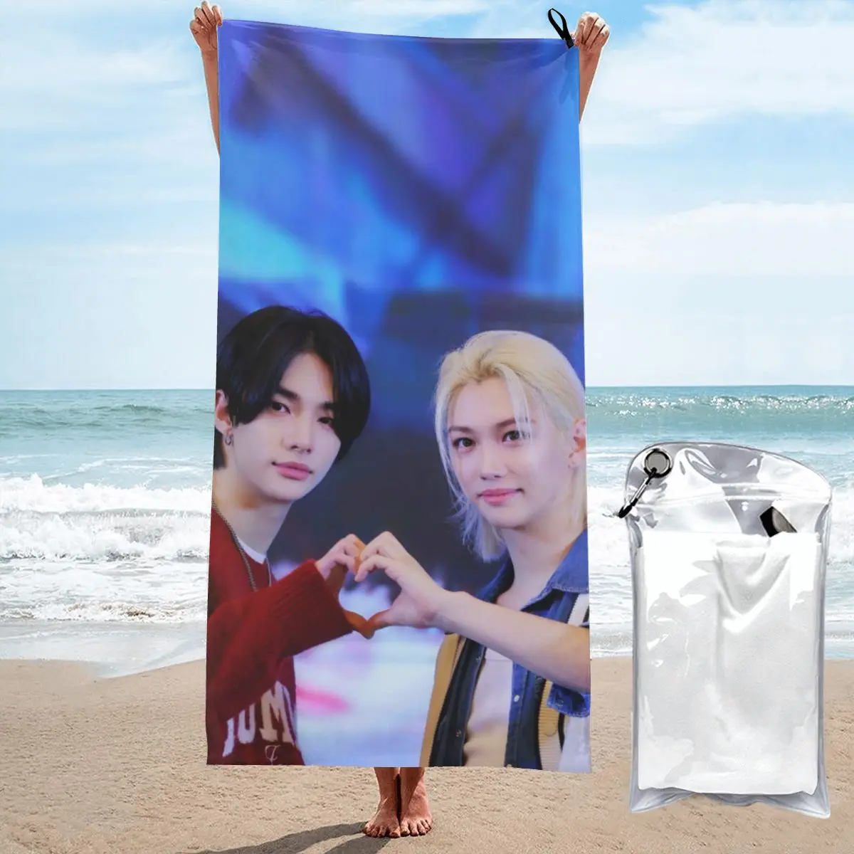 KPOP Felix Beach Towel Poncho Bathing Towels Cover-ups Quick Dry Sand Free Yoga Spa Gym Pool