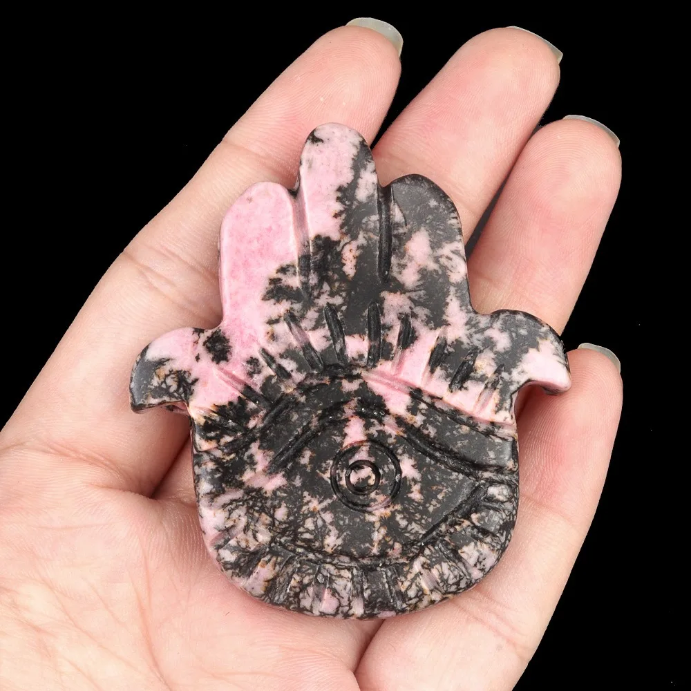 Creative Crystal Natural Stone Beads Palm Shape 57x50mm Agate Amethysts Beads Semi-Precious Carving Stone Buddha's Hand Ornament