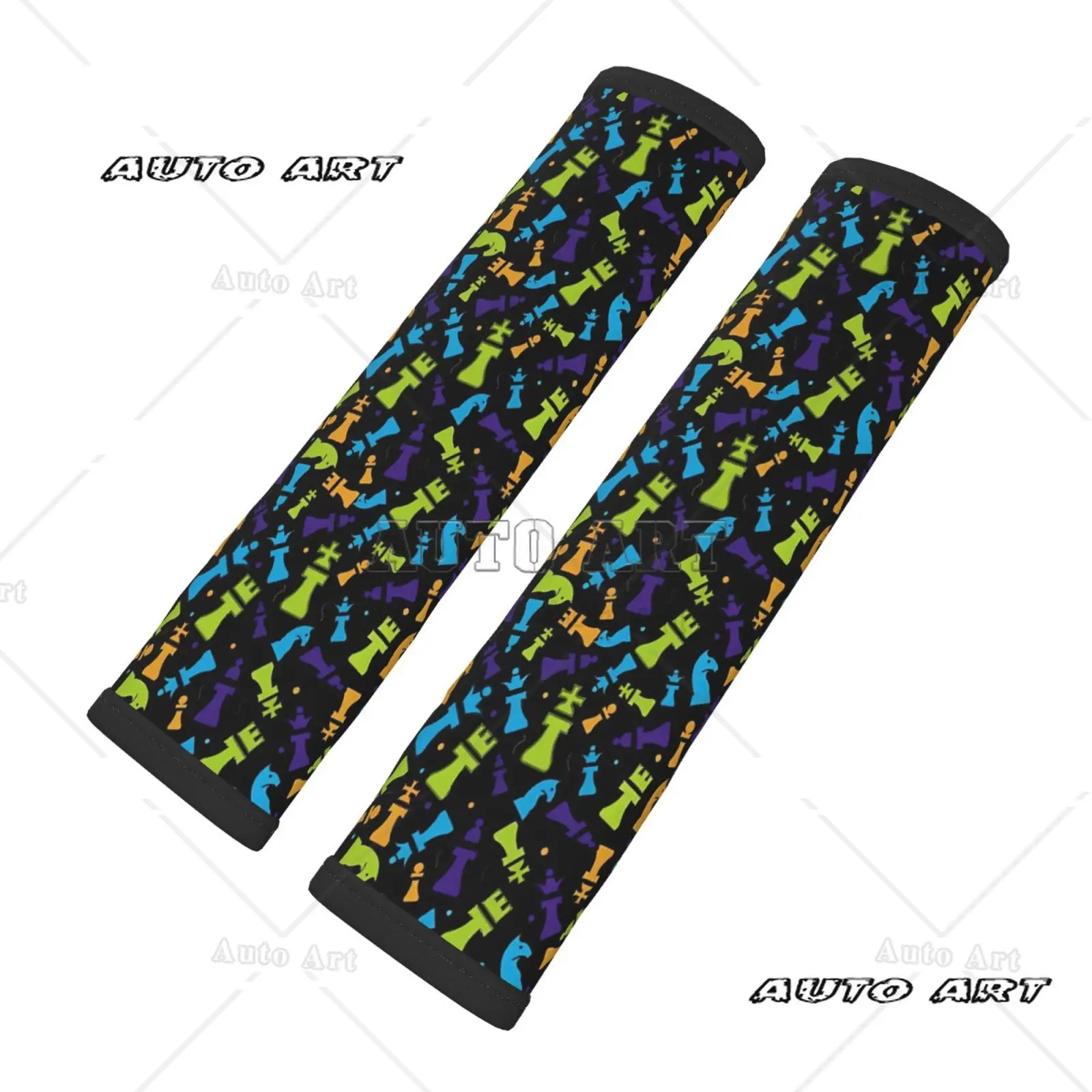 Chess Printed Pattern 2-piece Set of Car Seat Belt Pads Shoulder Protection Breathable Seat Belt Shoulder Straps Luggage Straps