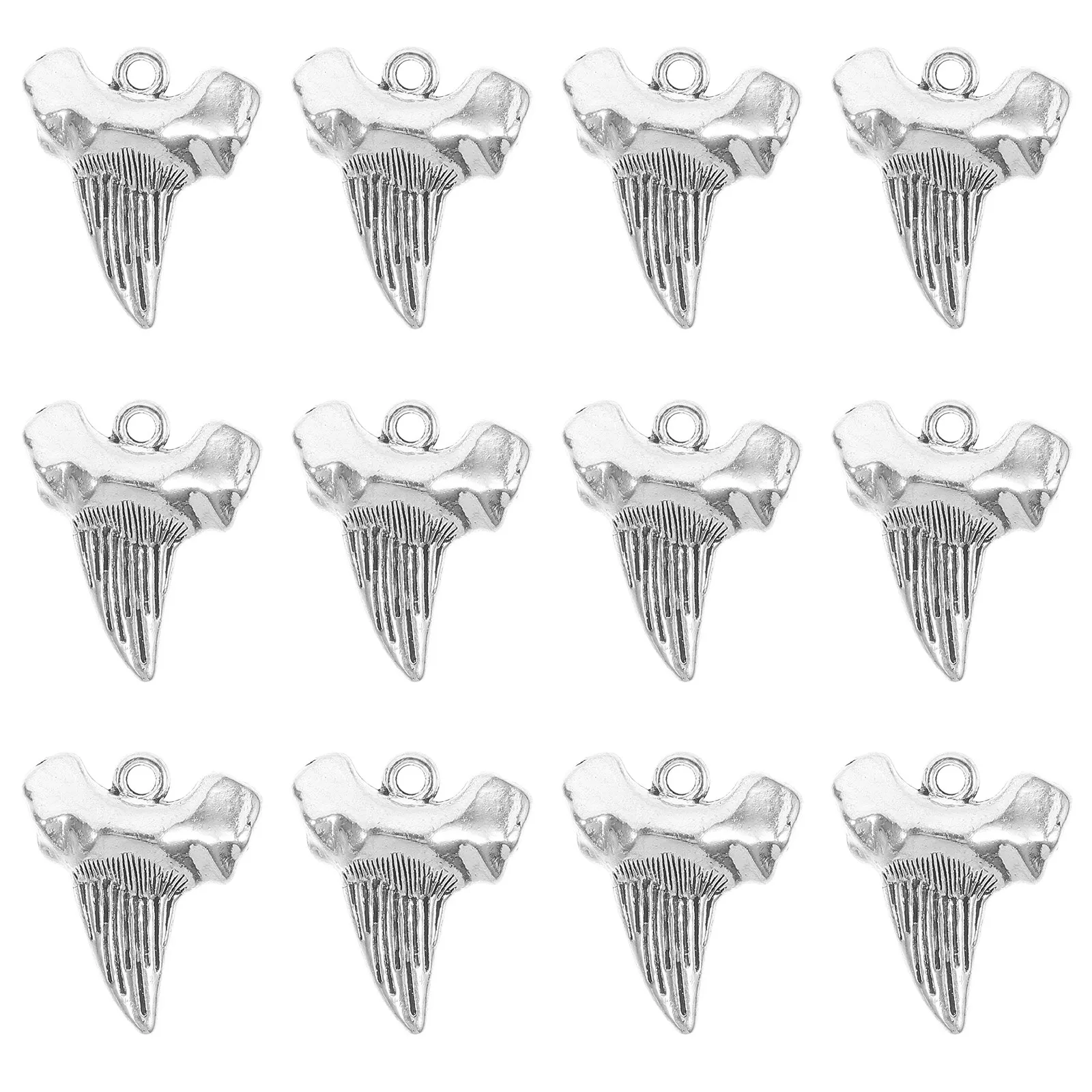 

12Pcs Shark Tooth Pendant Charms Unique Teeth Jewelry for DIY Necklace Bracelet Keychain Making Small Creative Accessories
