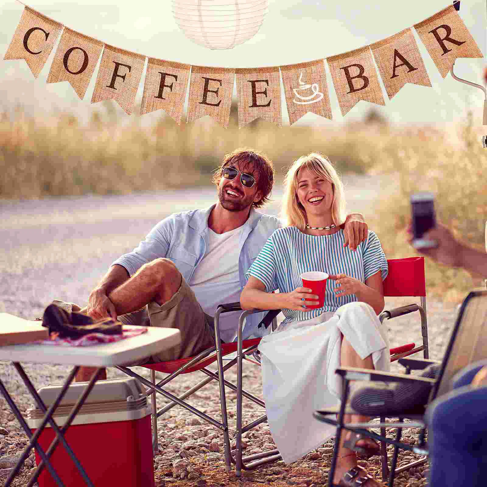 Photo Garland Pattern Banners Party Personalized Coffee Swallowtail Pull Flag Bar Decor