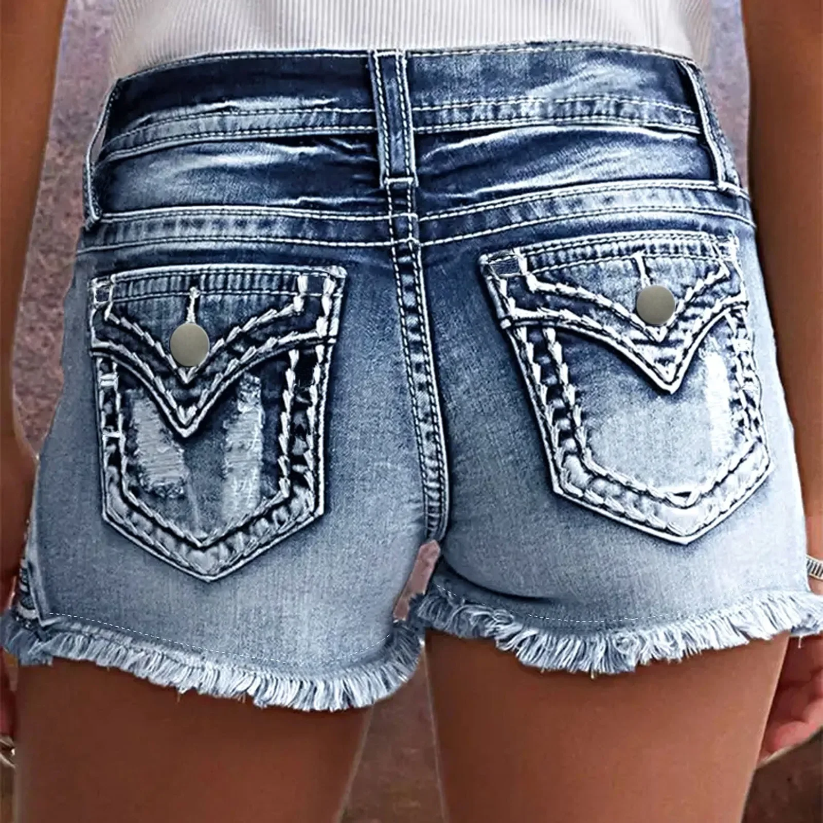 

American Retro Leopard Print Distressed Super Short Jeans Women'S Black Denim Shorts Vintage Low Waist Hip-Covering Jeans Y2k
