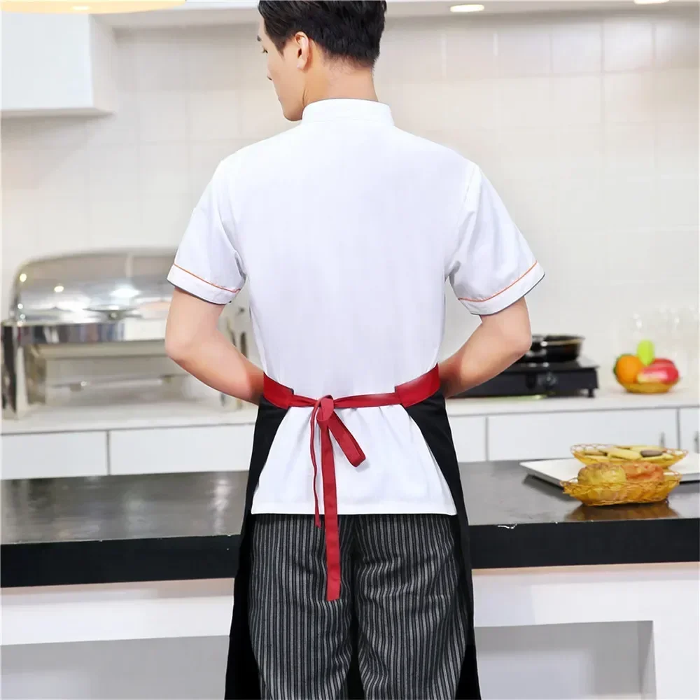 Short Restaurant Breasted Uniforms Jackets Long Cafe Jacket Waiter Sleeve Double Kitchen Aprons Service Chef Food