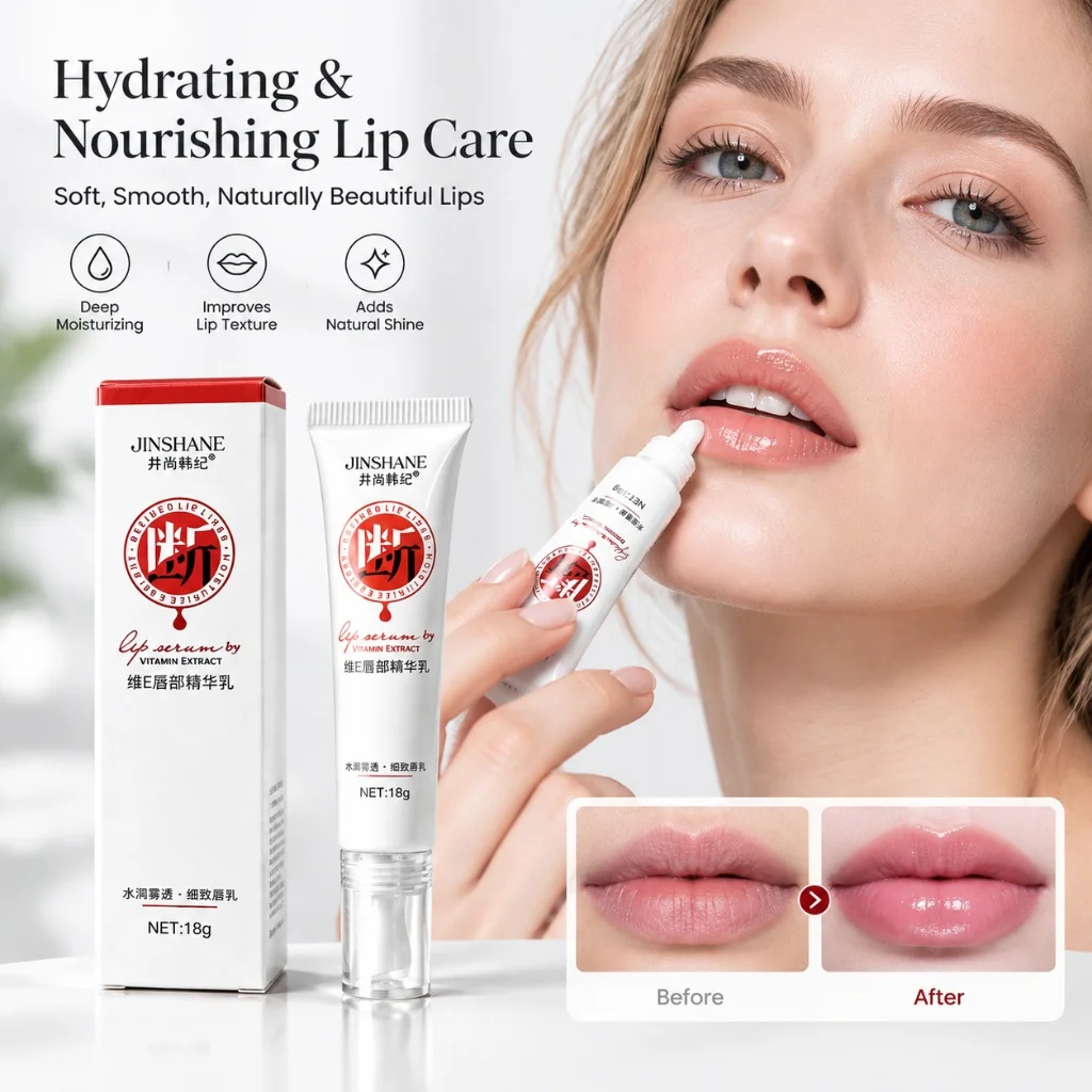 Vitamin E Lip Serum Moisturizing Lip Balm Hydrating Lip Cream Reduce Dry Lines for Cracked Dry Lips Day Night Lip Treatment