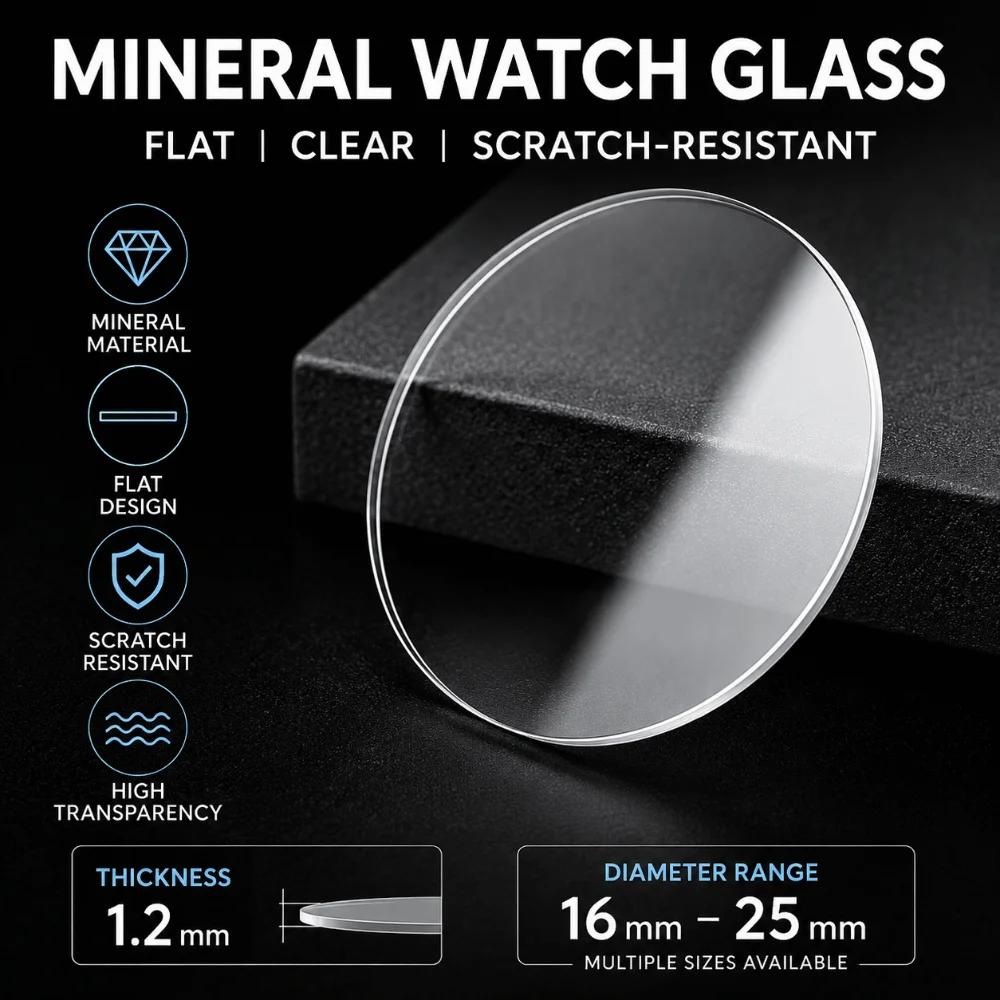 Professional Flat Sapphire Watch Glass 16-25mm Plane Mineral Watch Glass Clear Watch Accessories Watch Crystal Watch Repair