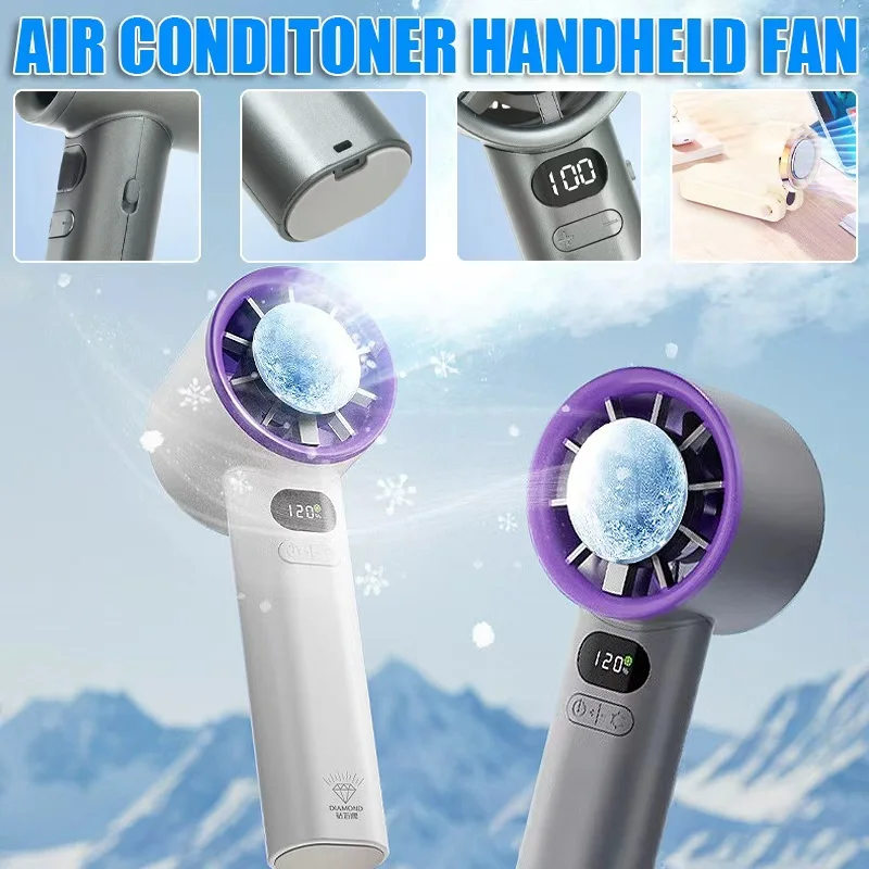 

Ручной вентилятор для льда - перезаряжаемый через USB, 120 скоростей, светодиодный цифровой дисплей, портативный мини-вентилятор для путешествий/кемпинга/офиса