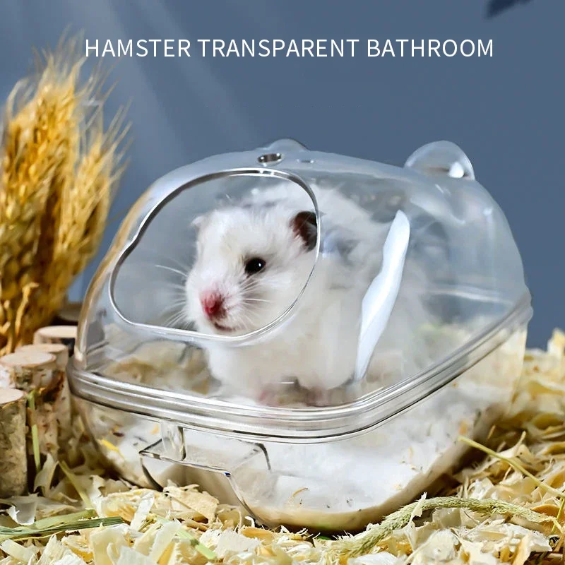 Hovedo Hamster Bathroom Transparent Hamster Mouse Pet Toilet Cage Box Bath Sand Room Toy House Small Pet Supply Accessories