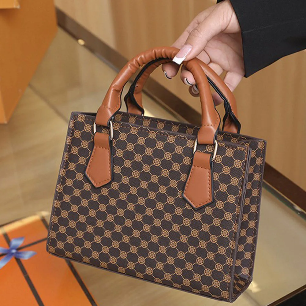 

Vintage Print Handbag Women's Versatile High-End Shoulder Bag Style Handheld Female Bag