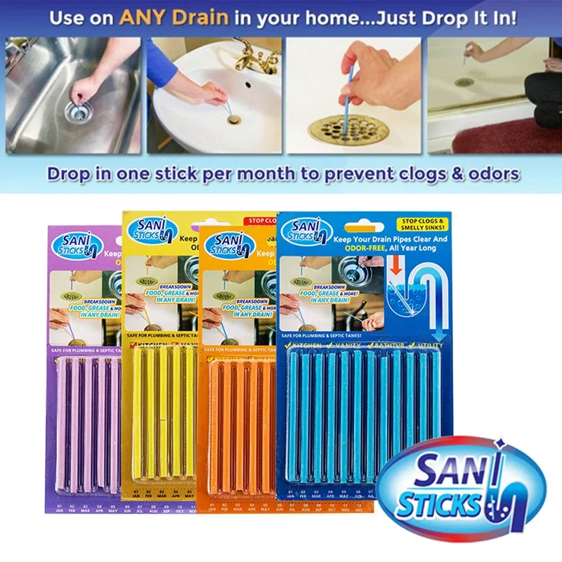 12pcs/Pack Sewer Rod Drain Cleaner Sticks Kitchen Toilet Bathtub Sewage Decontamination To Deodorant Sewer Stop Clogs tools