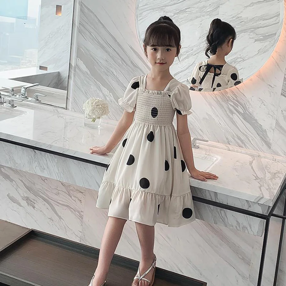 Summer Girls Dress 12 Children's Clothing Sweet Little Fresh Elegant Fashion 8 Years Old Kids Princess Party Criss-cross Dresses