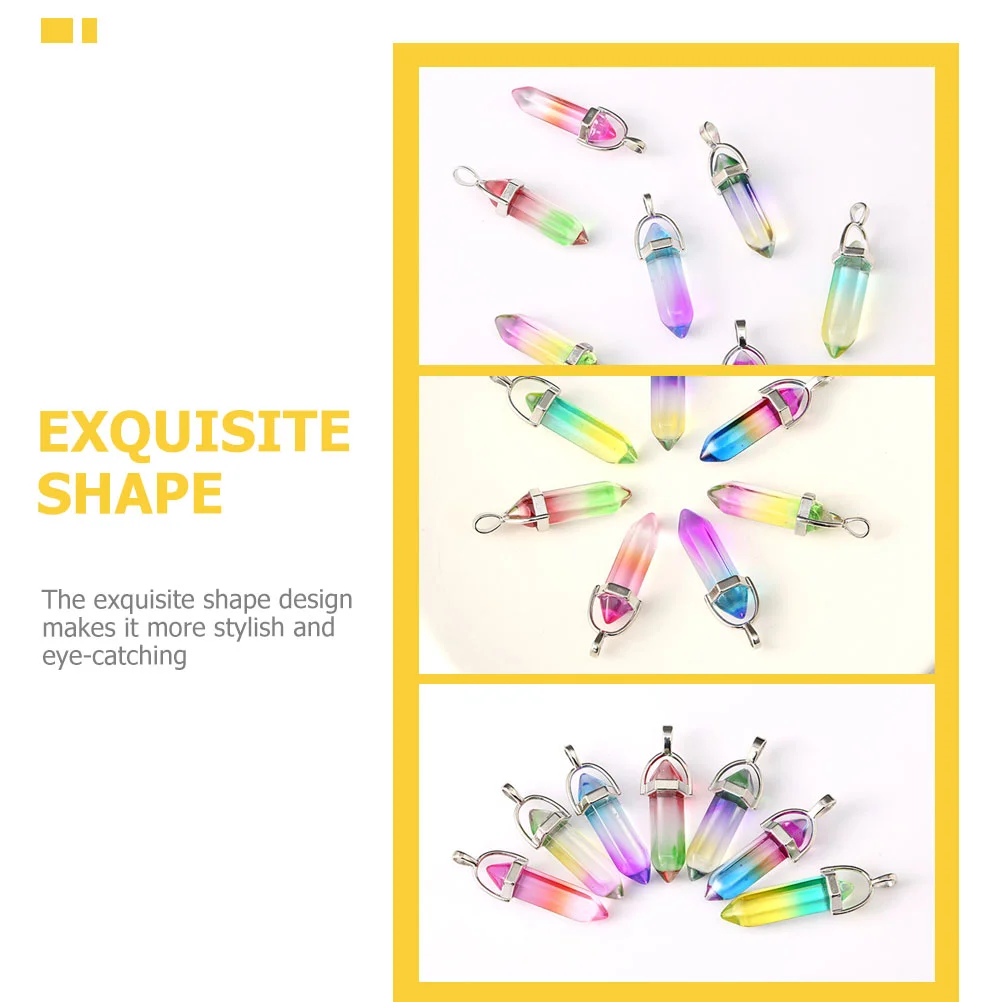 7 Pcs Charm Necklace Double Pointed Hexagonal Column Crane Jewelry Making Pendant Craft