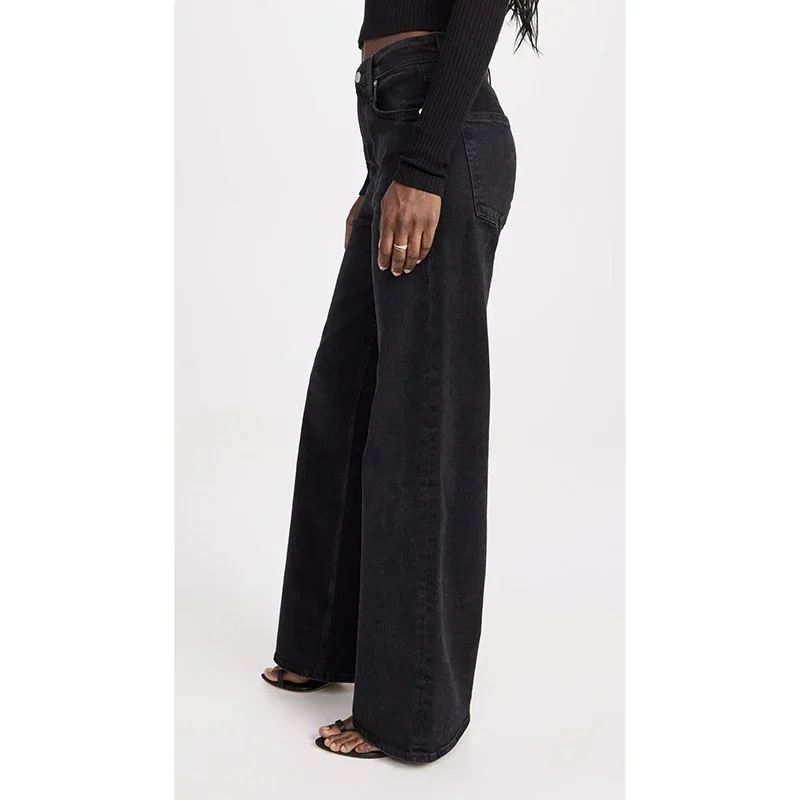 الفتيات عارضة أزياء مستقيم الساق الجينز الإناث ضئيلة رقيقة عالية الخصر تمتد الدنيم السراويل النساء الصلبة فضفاضة مريحة السراويل #1