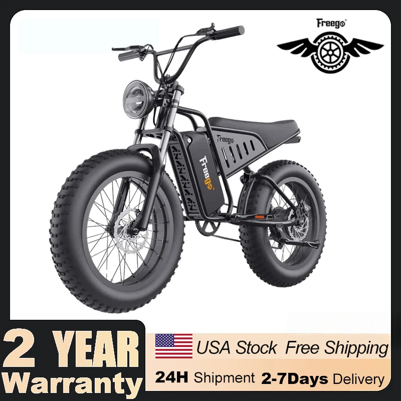 

Freego Electric Dirt Bike 1400W Motor 48V/22.5Ah Removable Battery 30MPH Electric Motorcycle 7-Speed 20" x4 Fat Tires Ebike Bike