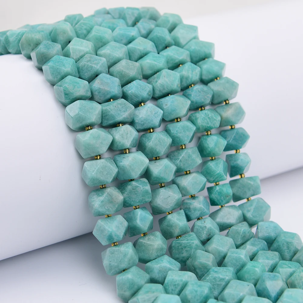 APDGG 13x16mm A+ Natural Green Amazonite Stone Hand Cutting Nugget Loose Beads 15