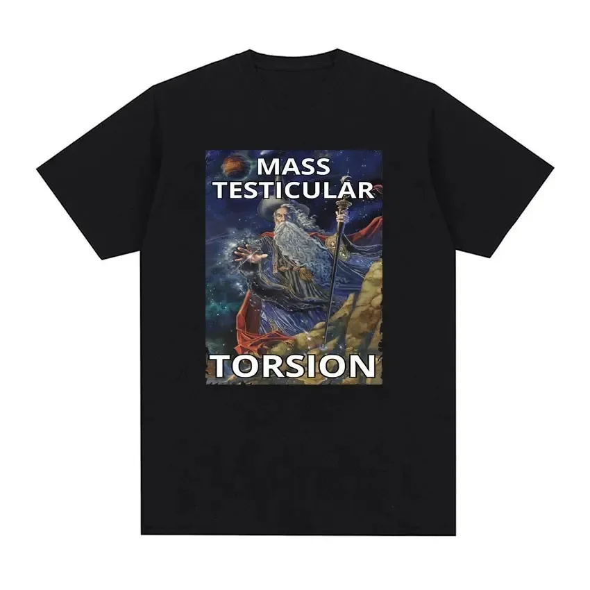 Streetwear Testicular Torsion Funny Meme Shadow Wizard Money Gang Neck Collar Graphic for Men Gothic Casual Oversized T-shirt