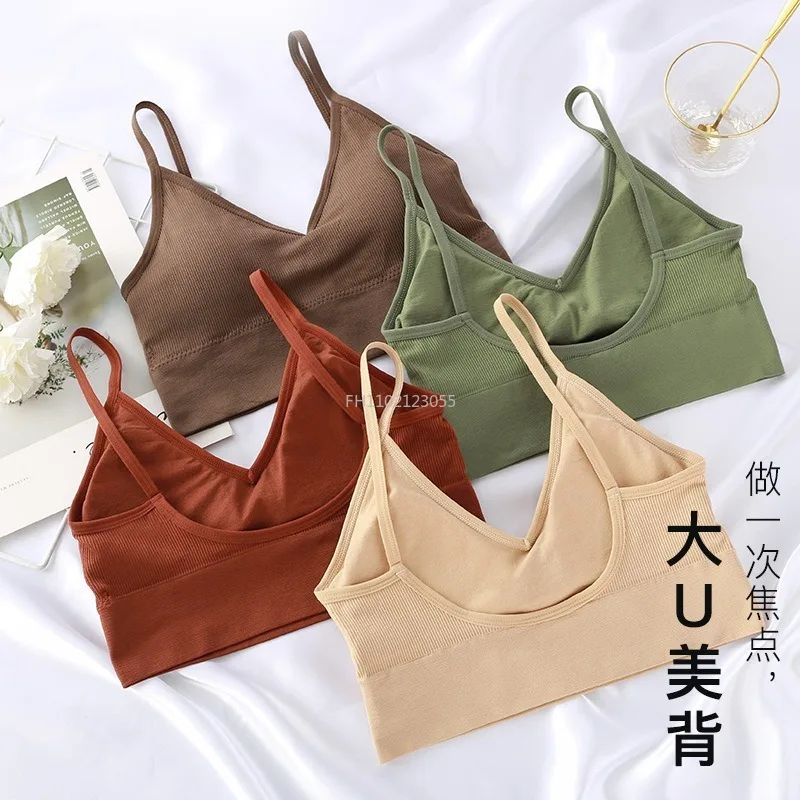 Women Sexy Crop Tops Tube Top Female Streetwear Sleeveless Camis Seamless Sports Lingerie Tee Bra Crop Top Bandeau Top Tank