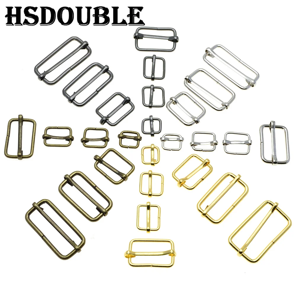 10 Pcs/Pack Metal Slides Tri-Glides Wire-Formed Roller Pin Buckles Strap Slider Adjuster Buckles