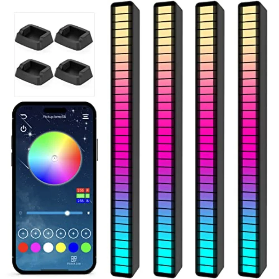 RGB Rechargeable Sound Control Light, Voice-Activated Pickup Music Rhythm Lights, Creative Colorful LED Ambient Light, with 15