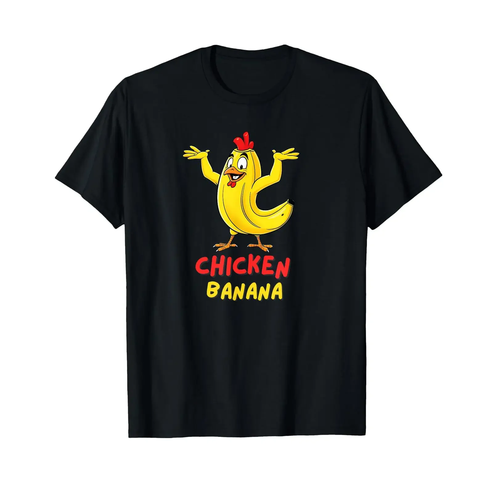 The Real Chicken Banana Expression T Shirt black S vintage Washed streetwear Soft Casual Slightly Unisex Breathable fashion