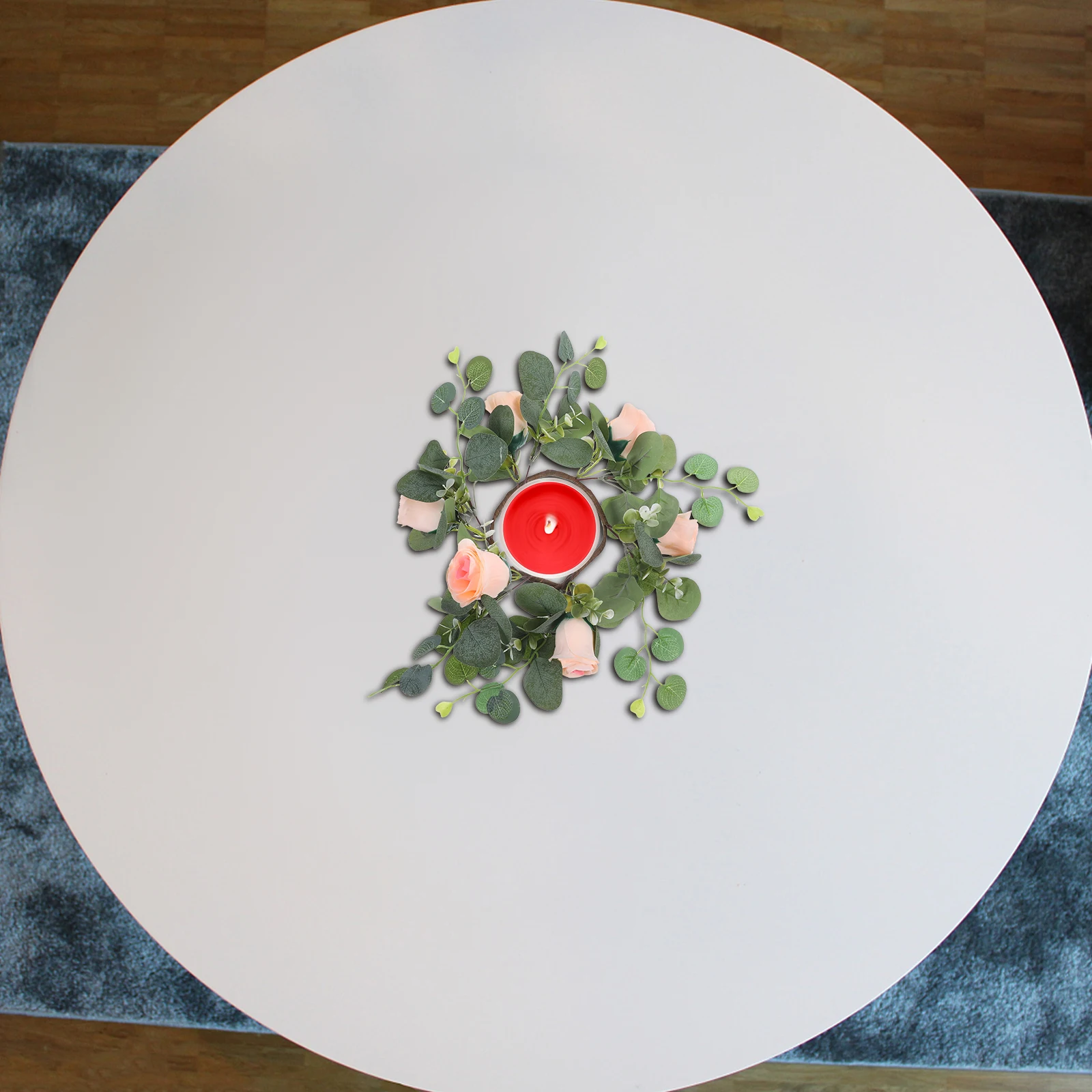 

Silk Rose Wreath Artificial Flower Ring Wedding Centerpiece Pillar Rings Home Door Decor Wedding Centerpiece