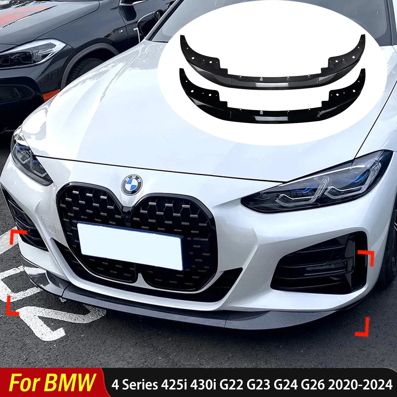

For BMW 4 Series 425i 430i G22 G23 G24 G26 2020 2021 2022 2023 2024 Car Front Bumper Spoiler Lip Splitter Flare Strip Blade