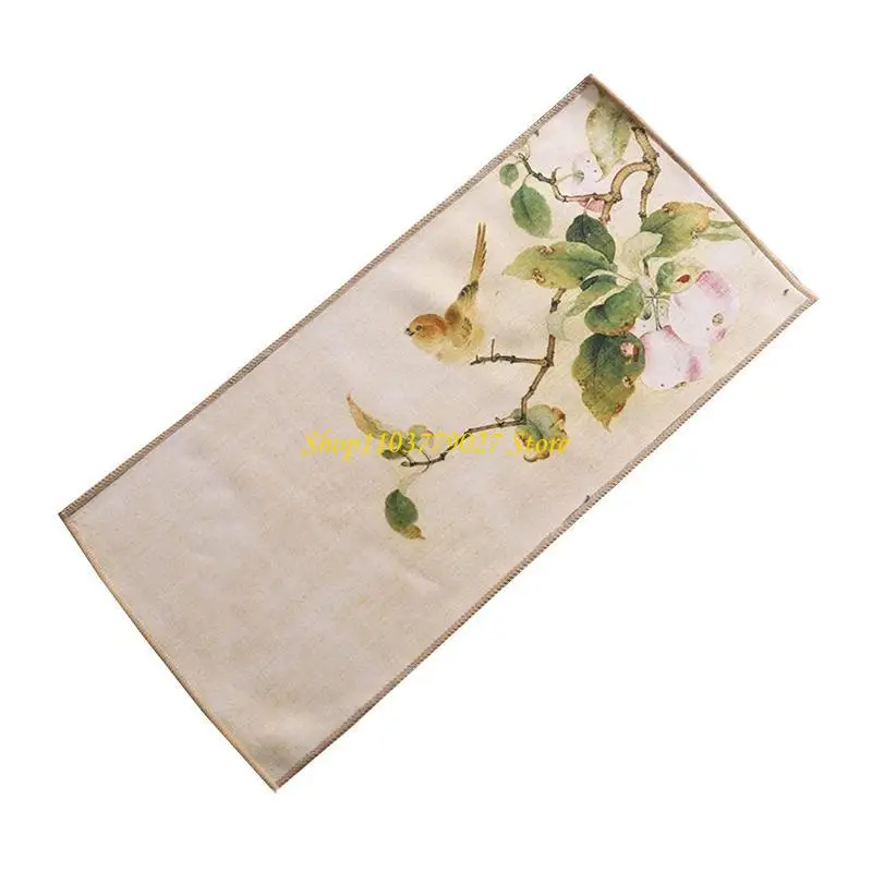 C4DF Chinese Painted Tea Towel Suede Cleaning Cloth Thickened Absorbent Rag for Home Office Kitchen Kung Fu Tea