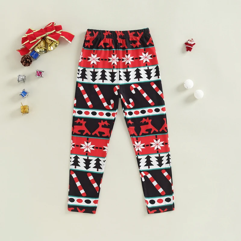 Children s Casual Christmas Print Streetwear Trousers for Spring and Fall Parties Stylish Long Pants for Boys and Girls