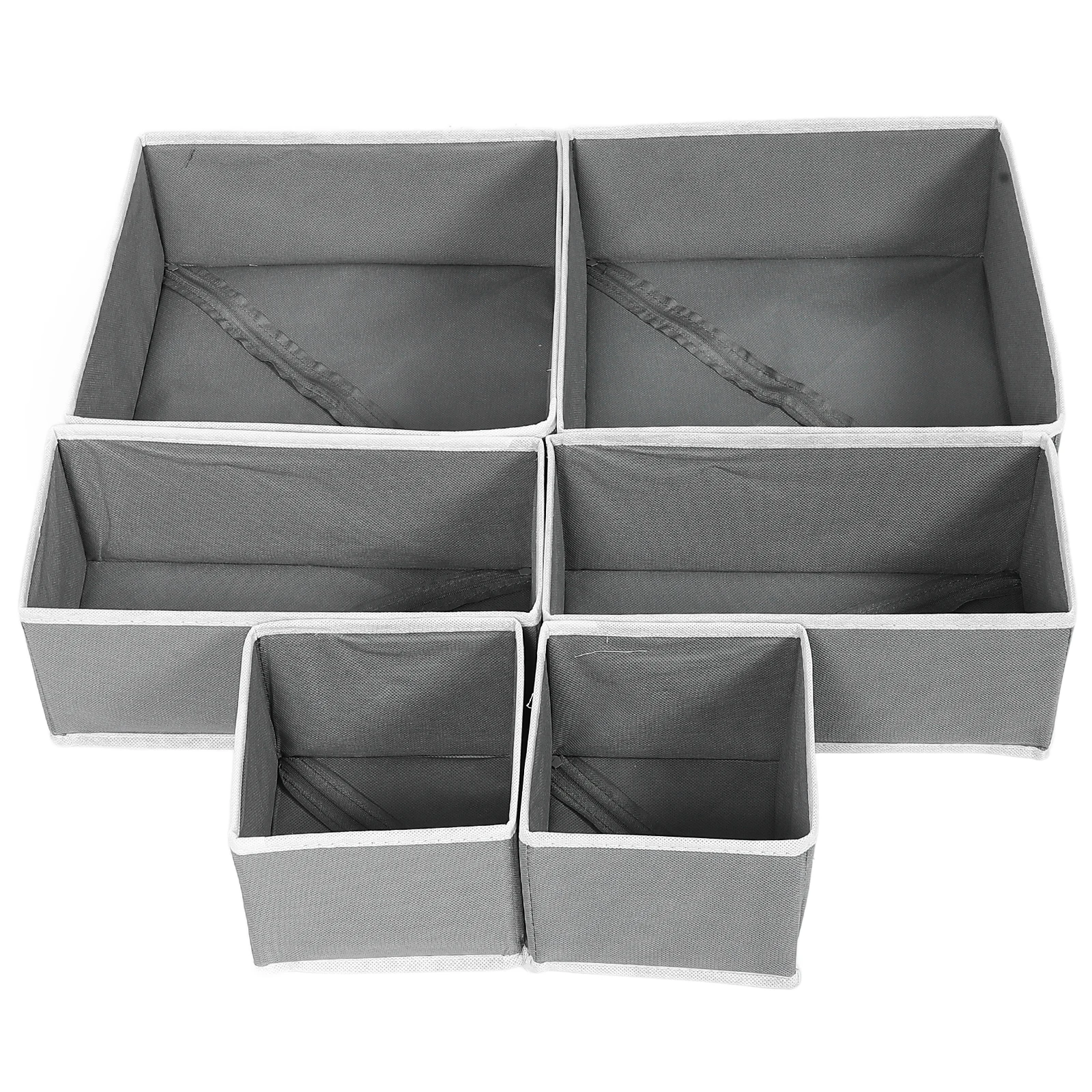 

6pcs Underwear Storage Boxes Foldable Drawer Organizer Bins Large Capacity Bra Sock Dividers Non Woven Fabric