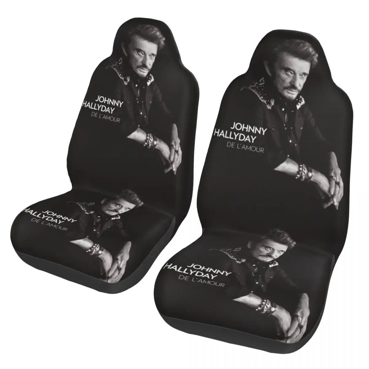 Johnny Hallyday Universal Auto Car Seat Covers Universal Fit for Sedan Van France Mucisian Bucket Seat Protector Cover 2 Pieces